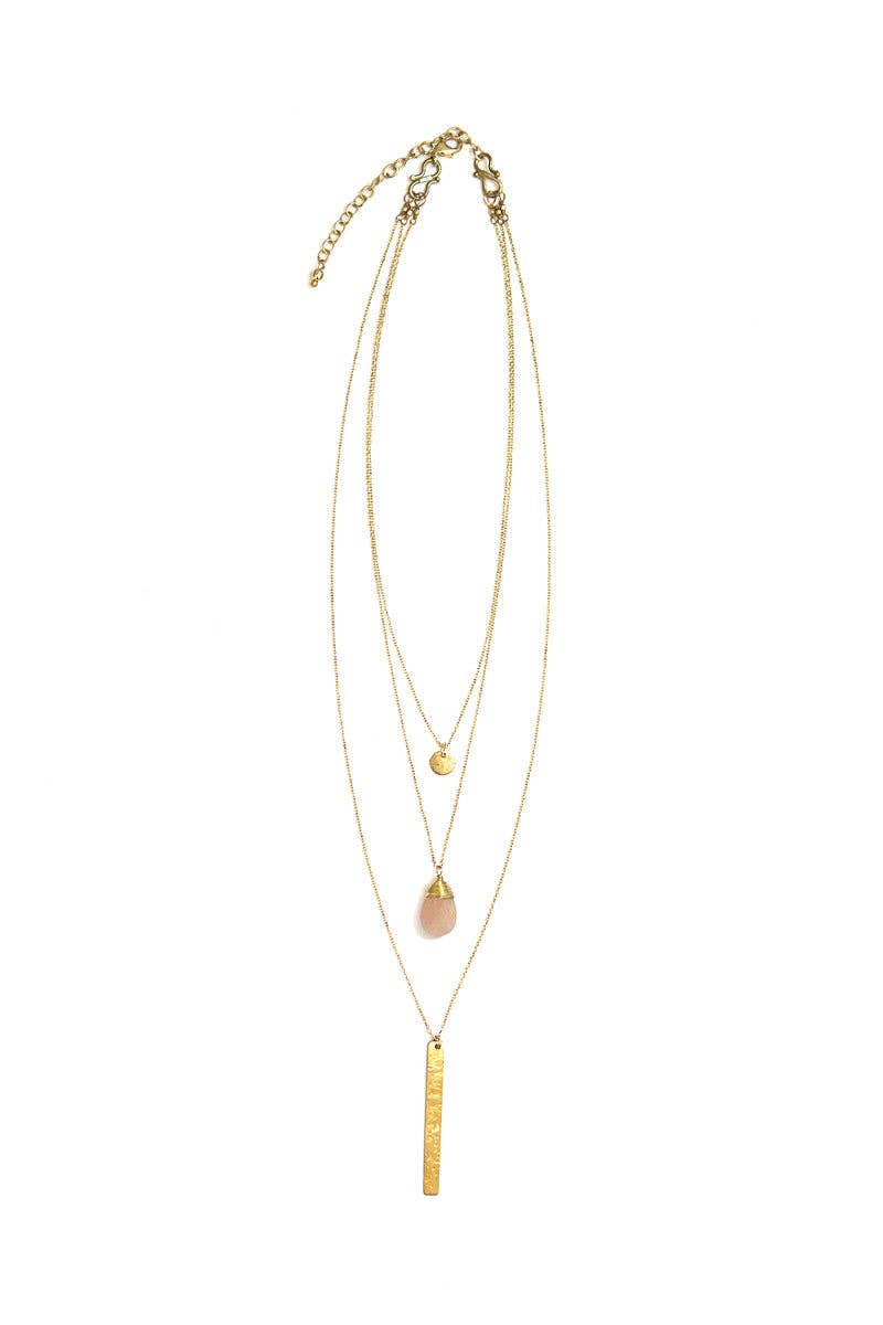 Triple Strand Multi-Way Pendant Necklace - Brass - Passion Lilie