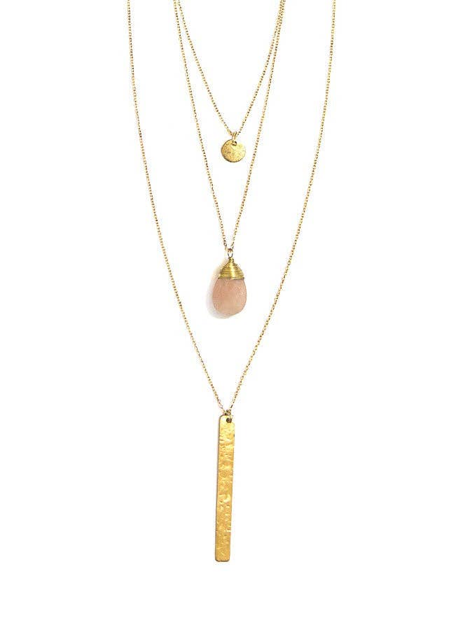 Triple Strand Multi-Way Pendant Necklace - Brass - Passion Lilie