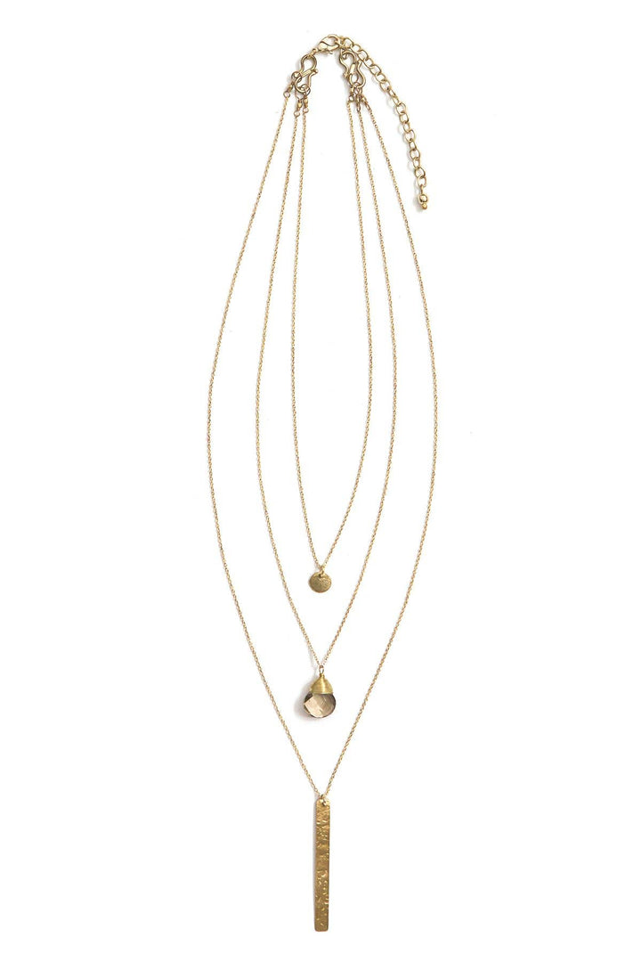 Triple Strand Multi-Way Pendant Necklace - Brass - Passion Lilie