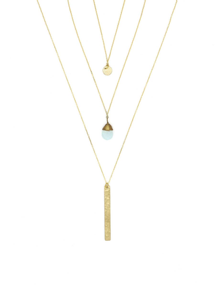 Triple Strand Multi-Way Pendant Necklace - Brass - Passion Lilie