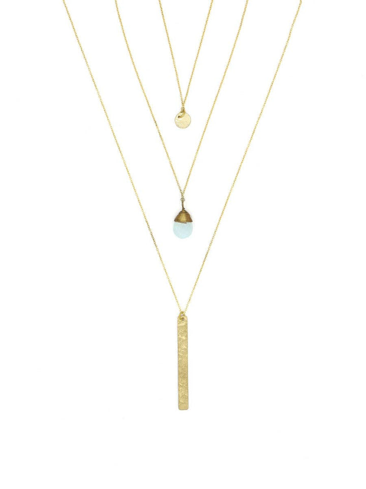 Triple Strand Multi-Way Pendant Necklace - Brass - Passion Lilie