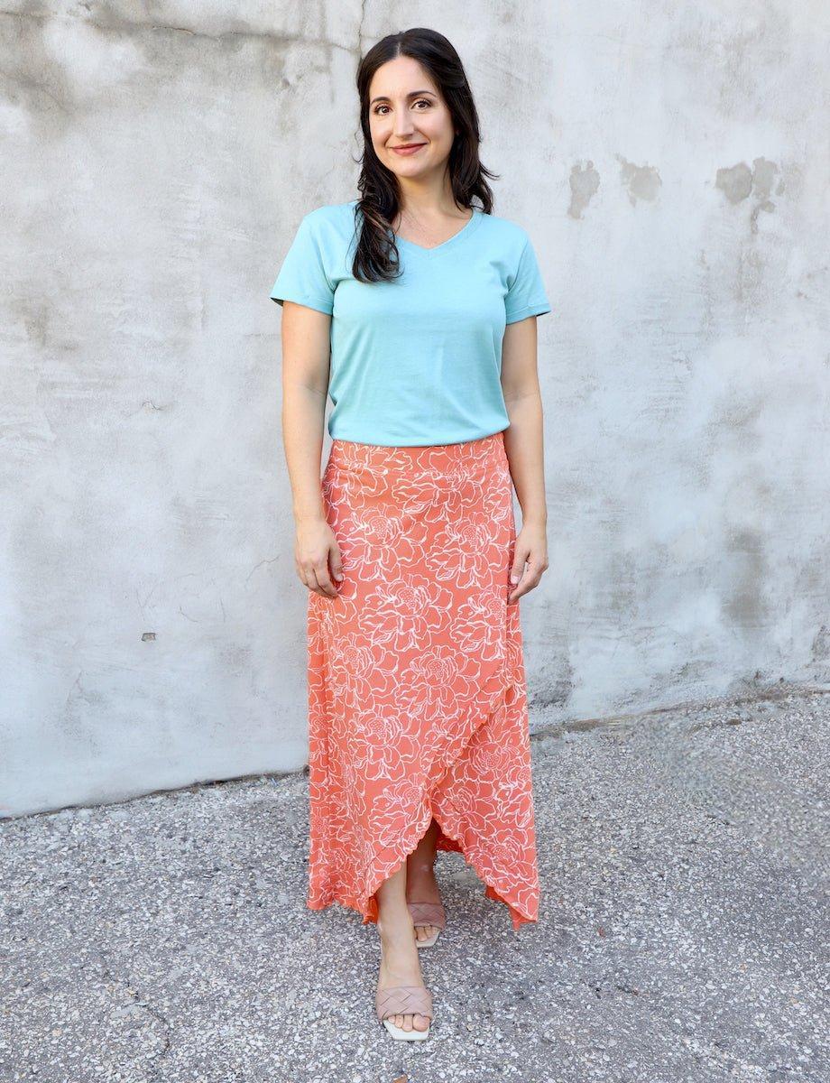 Tropicana Organic Wrap Coral Maxi Skirt I Passion Lilie