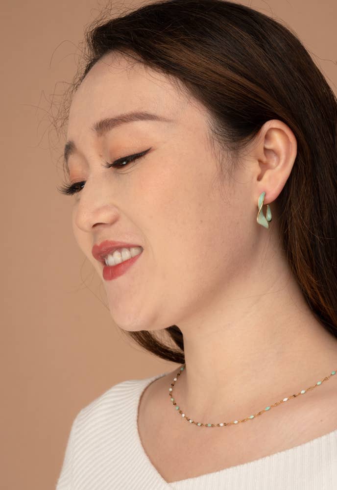 With a Twist Hoops in Mint - Passion Lilie