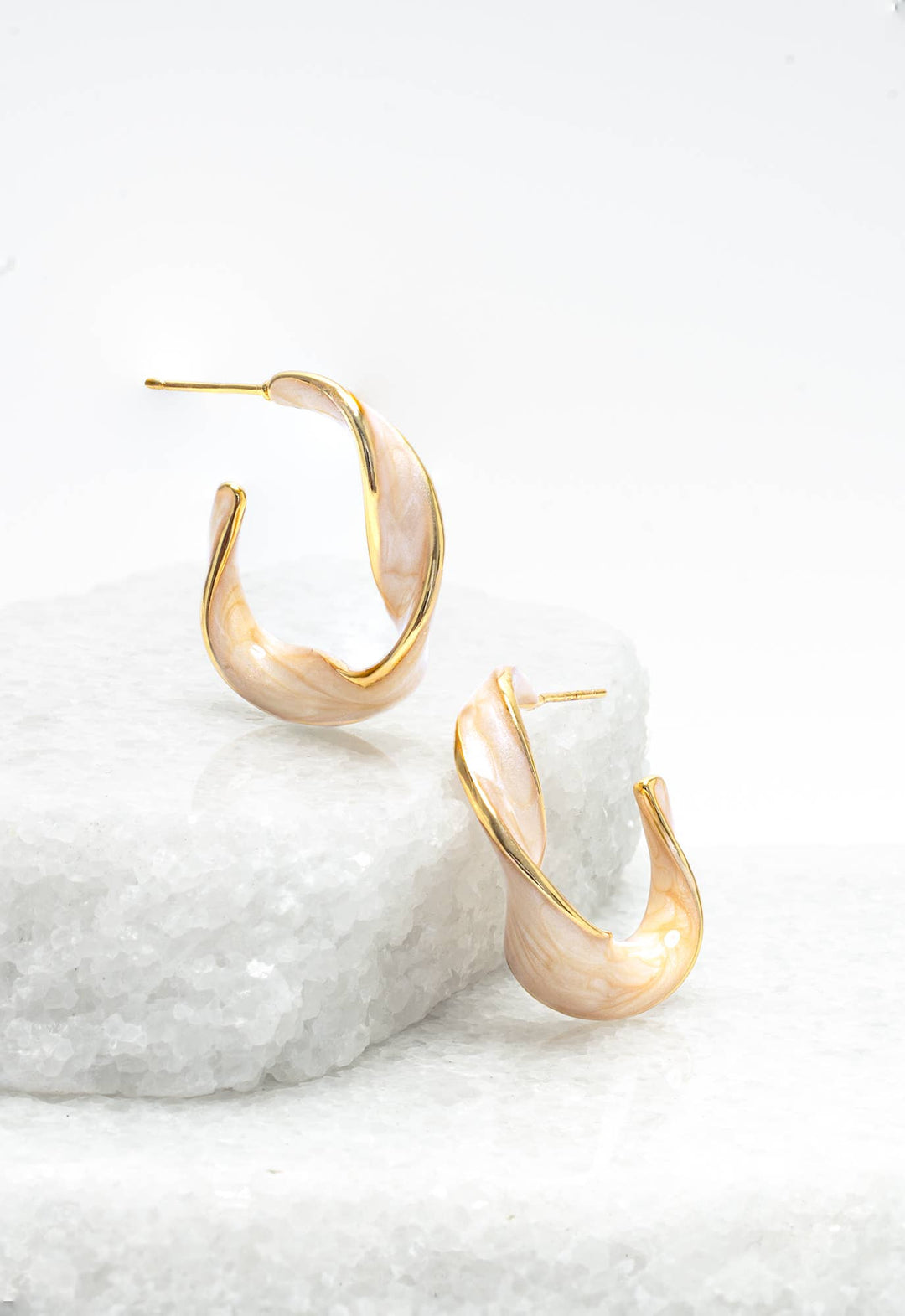 With a Twist Hoops in Soft Coral - Passion Lilie