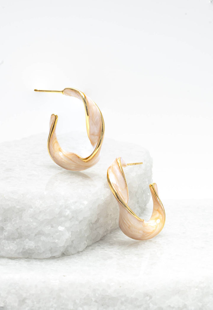 With a Twist Hoops in Soft Coral - Passion Lilie
