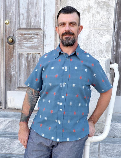Azure Wash Organic Cotton Men's Button Down Shirt - Passion Lilie