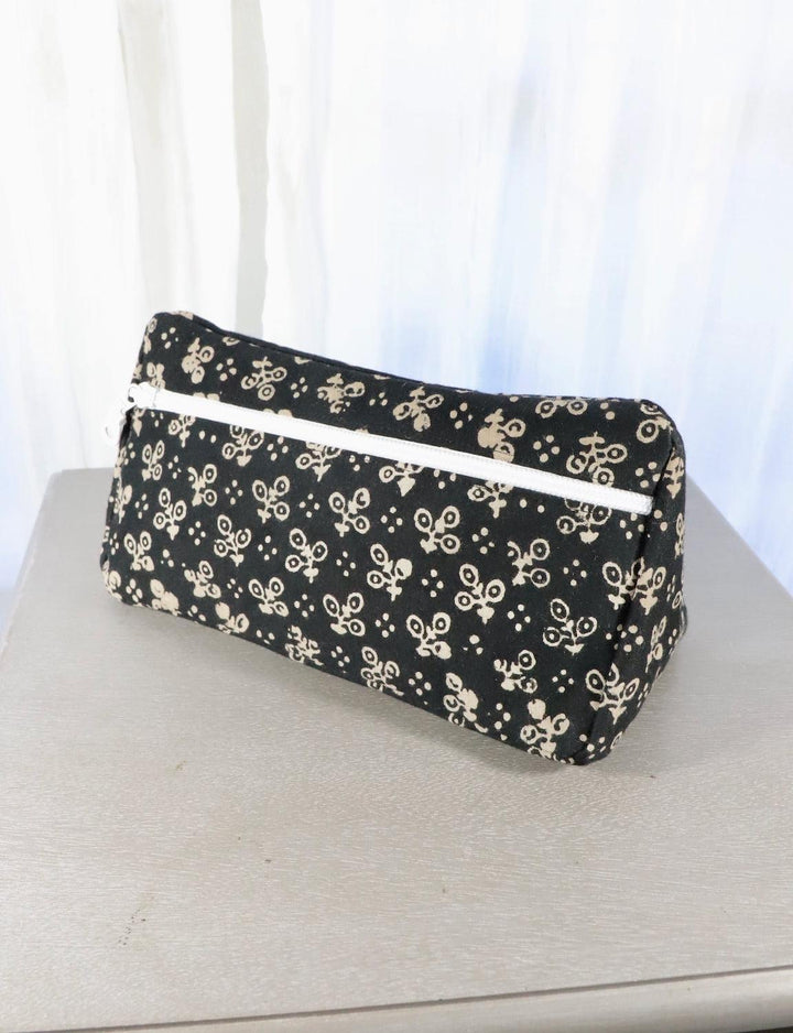 Black Toiletry Bag- Dots or Floral - Passion Lilie