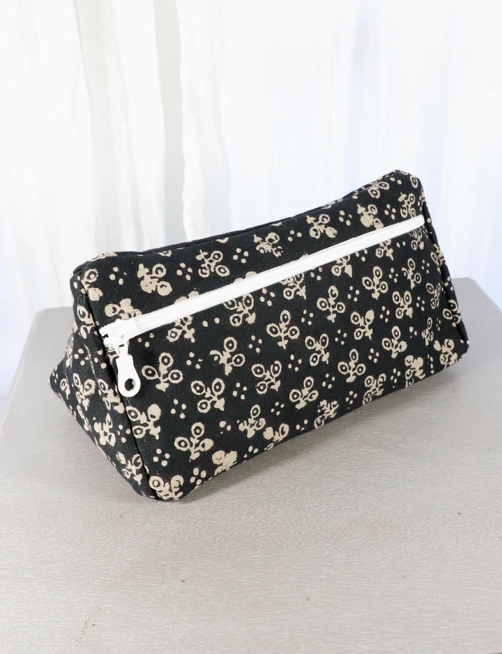 Black Toiletry Bag- Dots or Floral - Passion Lilie