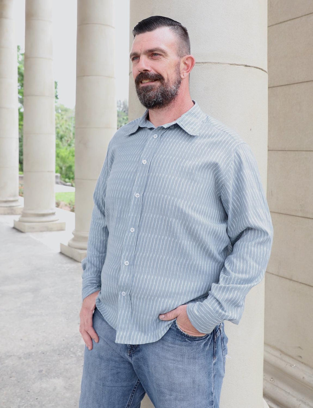 Bleu Men's Button Down Shirt - Passion Lilie