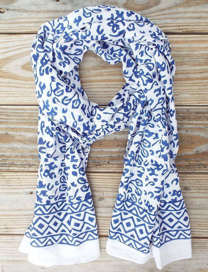 Bright Blue Abstract Scarf - Passion Lilie
