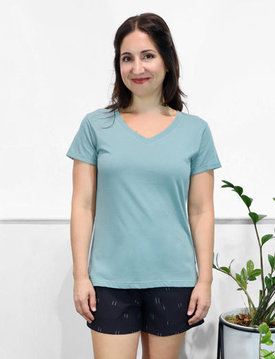Cameo Blue Organic Cotton T-Shirt - Passion Lilie