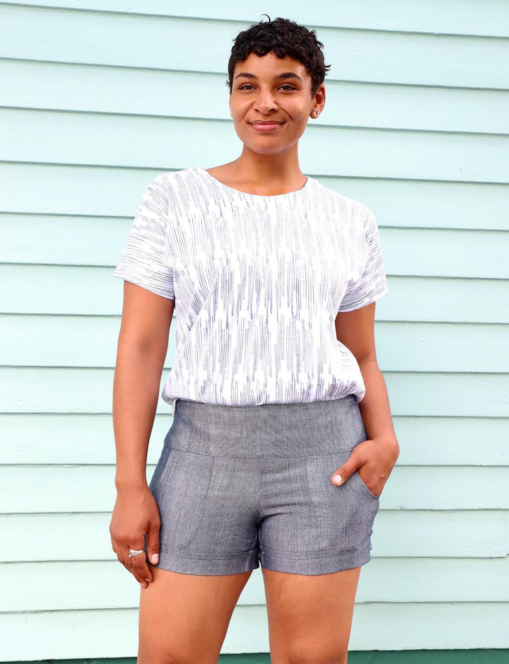 Chambray Ikat Shorts - Passion Lilie