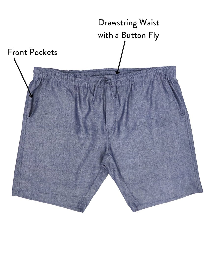 Chambray Men's Shorts | Fair Trade Shorts | Passion Lilie