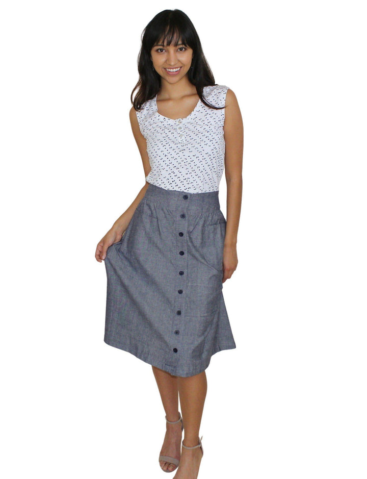 Chambray Midi Skirt - Passion Lilie