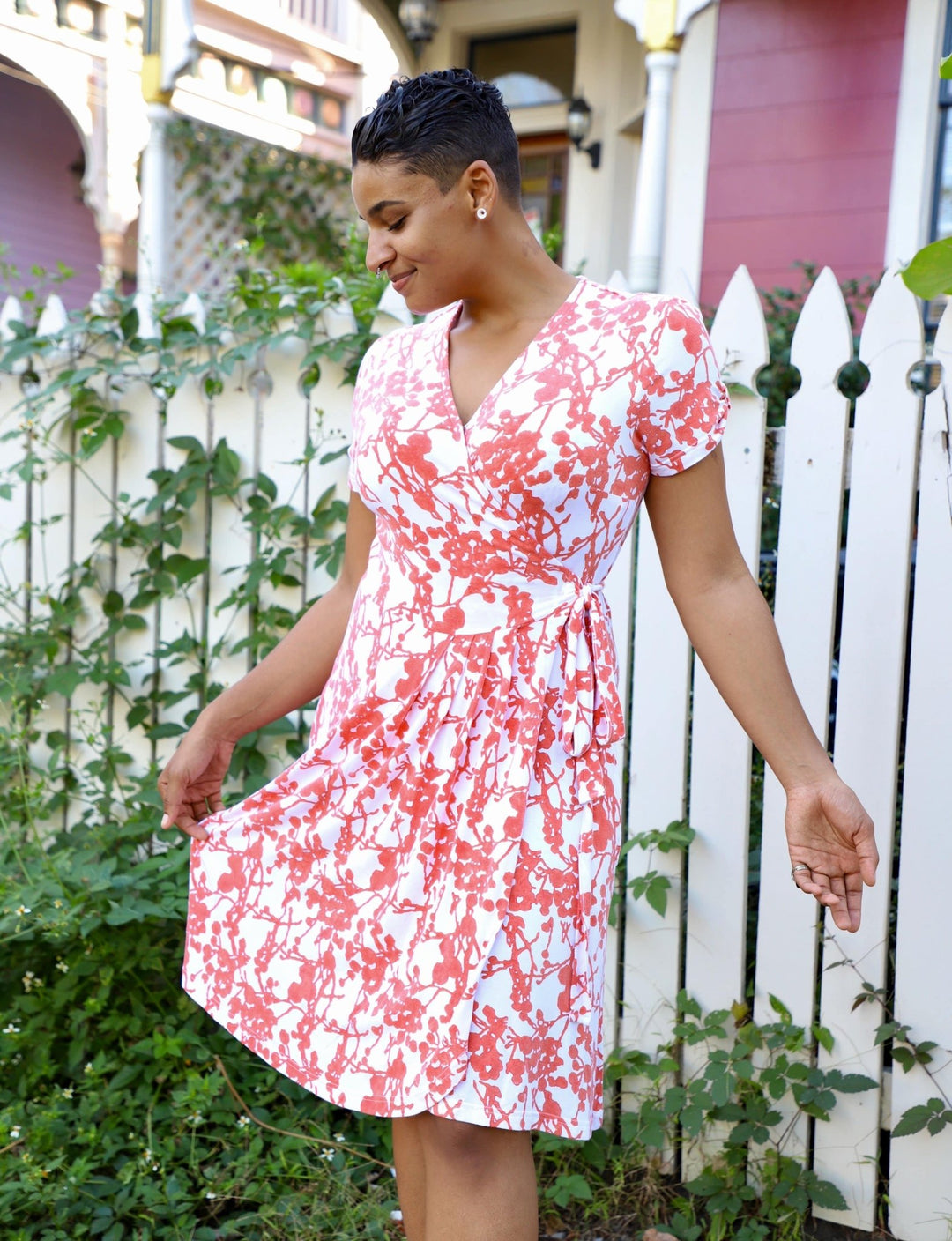Charmed Organic Wrap Dress - Passion Lilie