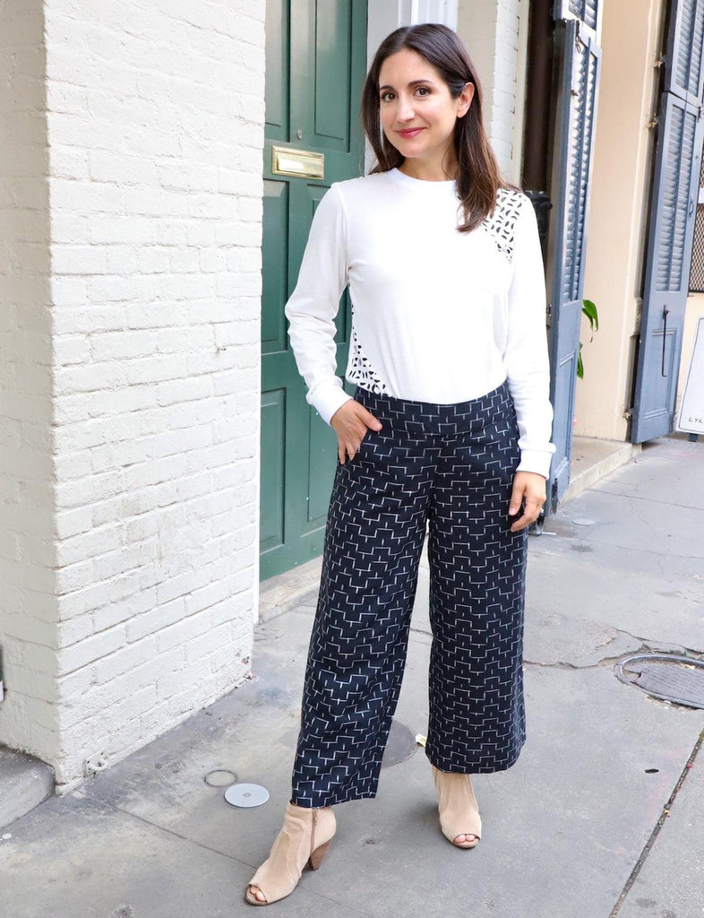 Flowing With It Slate Blue Tie-Front Culotte Pants