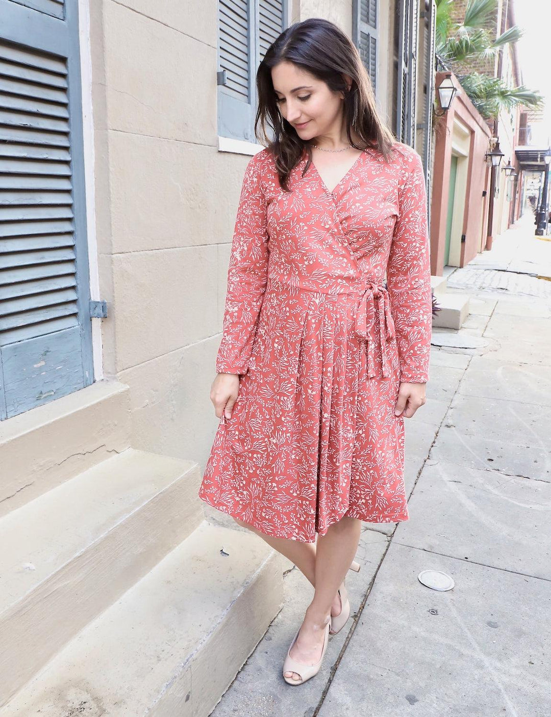 Cranberry Floral Wrap Dress | Organic Cotton