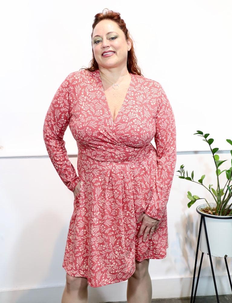 Cranberry Floral Wrap Dress | Organic Cotton | Passion Lilie Xs Cranberry Floral Wrap Dress | Organic Cotton | Passion Lilie Xs