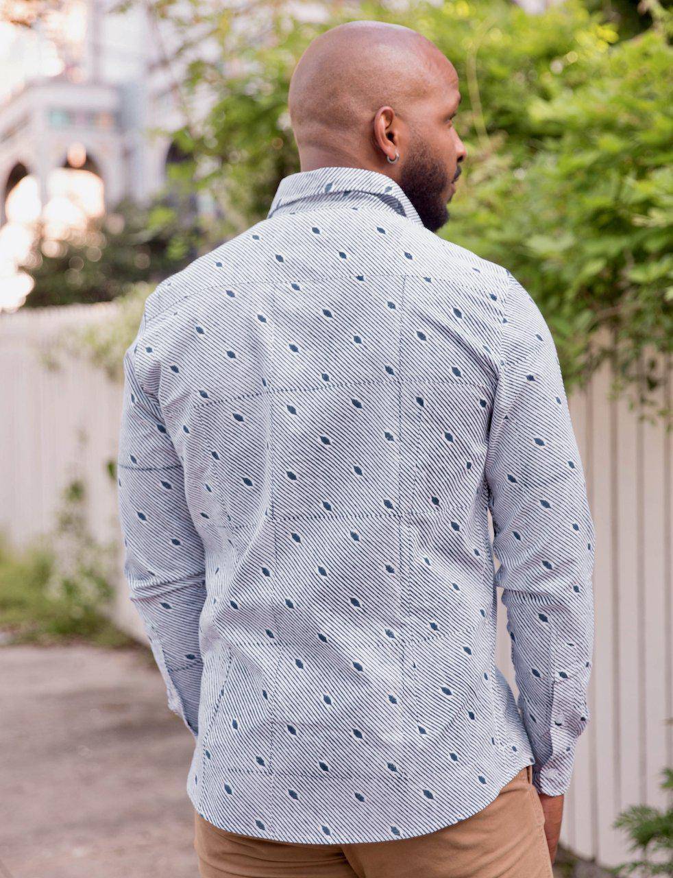 Diagonal Organic Cotton Men's Button Down Shirt - Passion Lilie