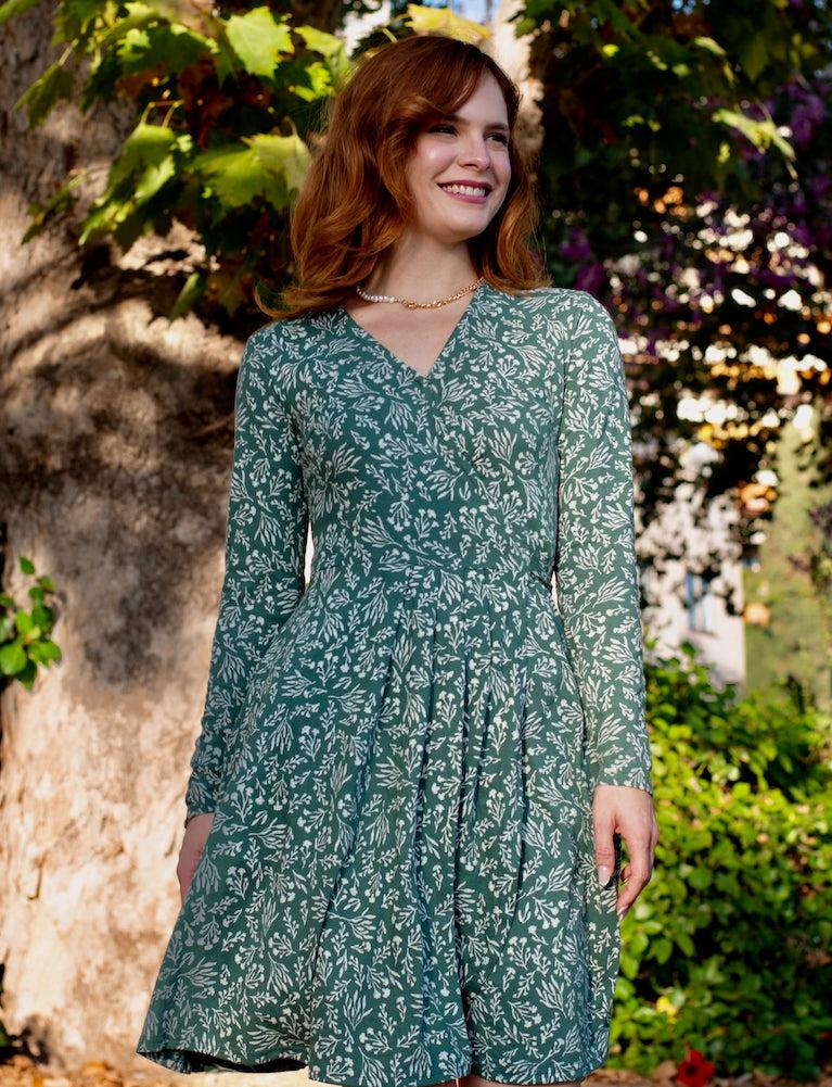 Enchanted Emerald Green Floral Wrap Dress | Passion Lilie L Enchanted Emerald Green Floral Wrap Dress | Passion Lilie L