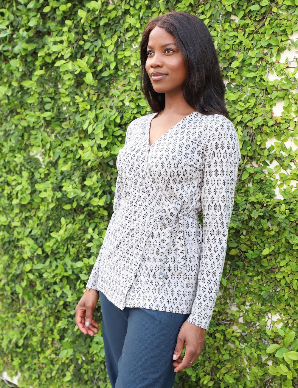 Evelyn Organic Wrap Top - Passion Lilie