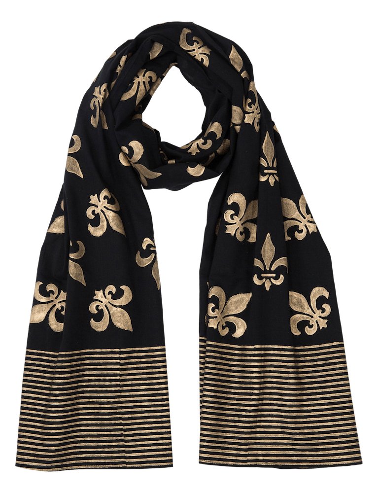Fleur de Lis Scarf on Black - Passion Lilie