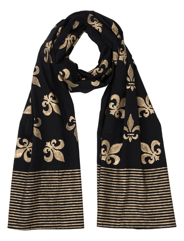 Fleur de Lis Scarf on Black - Passion Lilie