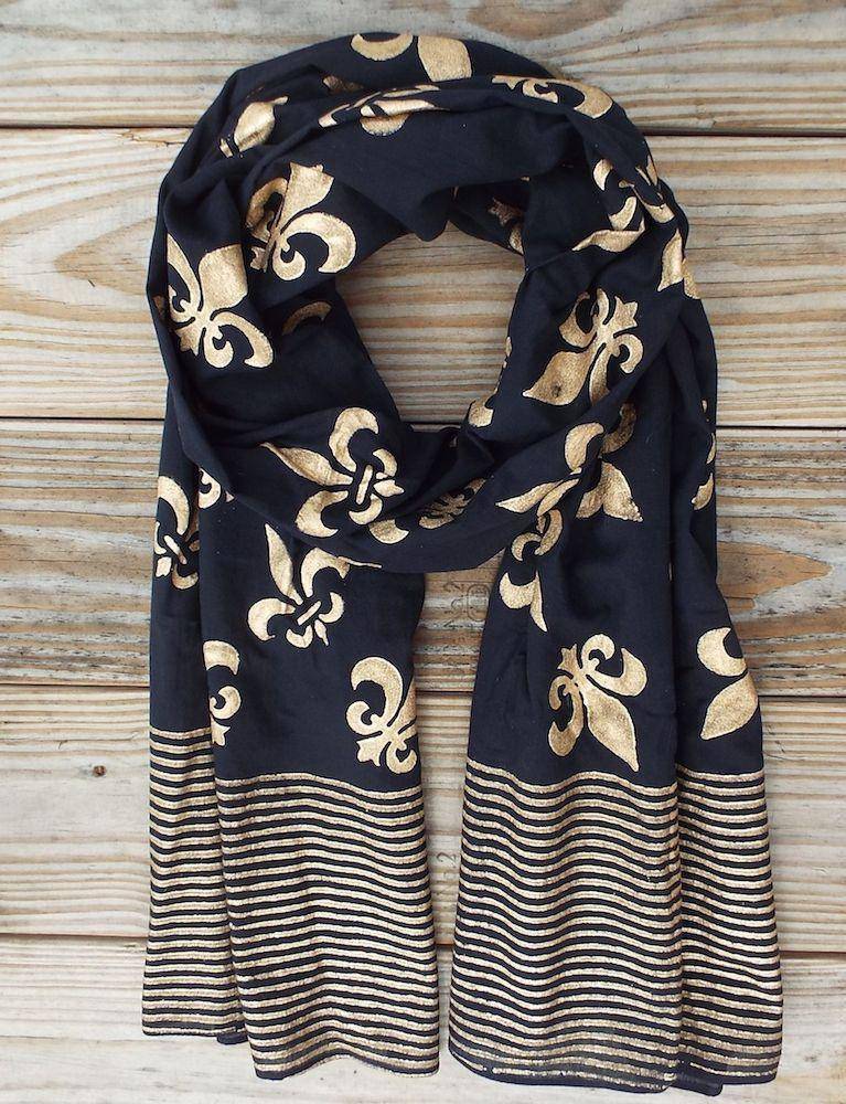 Fleur de Lis Scarf on Black - Passion Lilie