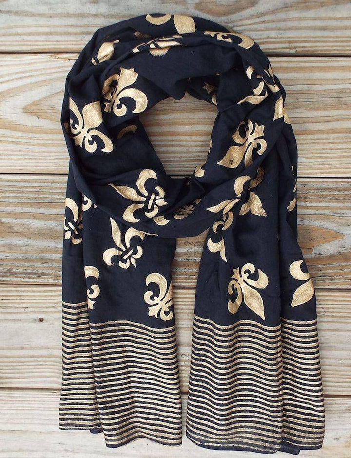 Fleur de Lis Scarf on Black - Passion Lilie