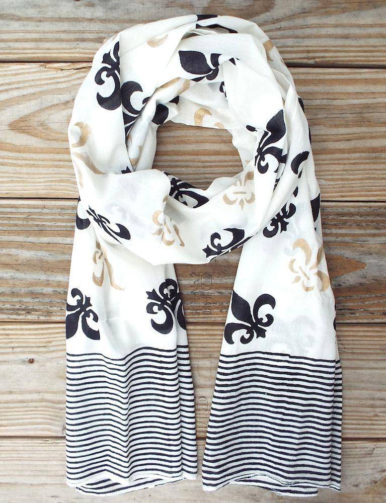 Fleur de Lis Scarf on White - Passion Lilie