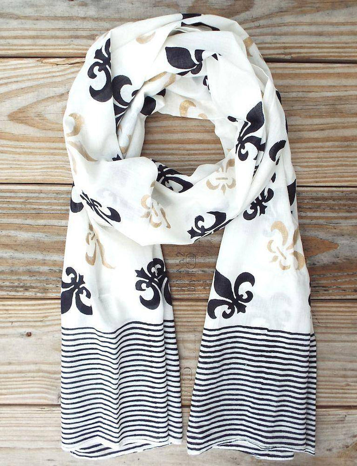 Fleur de Lis Scarf on White - Passion Lilie