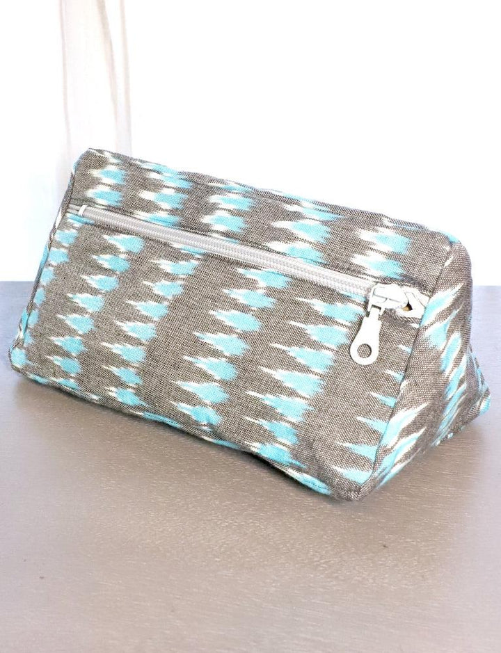 Grey Teal Ikat Toiletry Bag - Passion Lilie