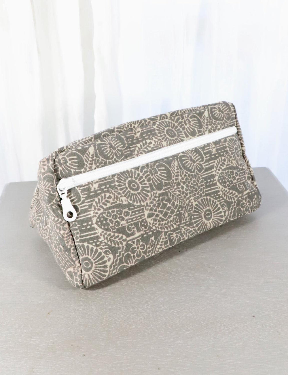 Grey Toiletry Bag- Triangles or Floral - Passion Lilie