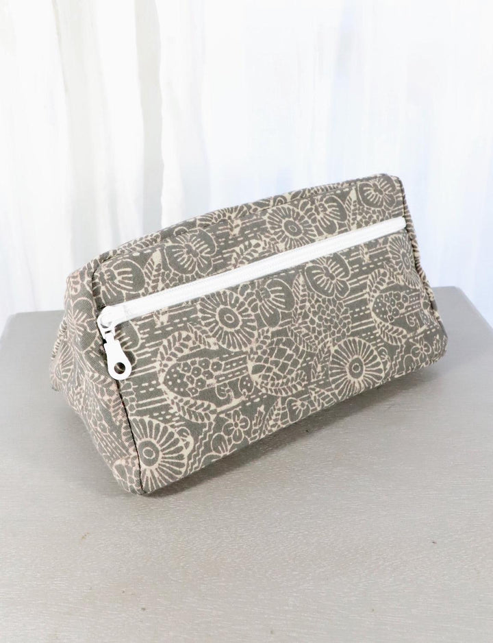 Grey Toiletry Bag- Triangles or Floral - Passion Lilie