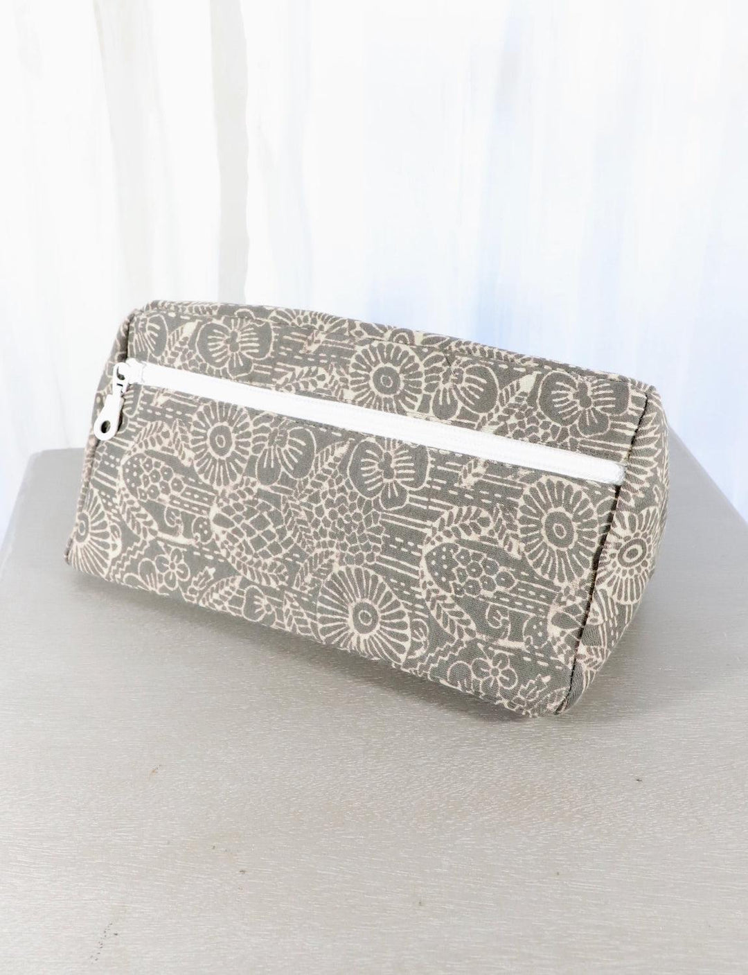 Grey Toiletry Bag- Triangles or Floral - Passion Lilie