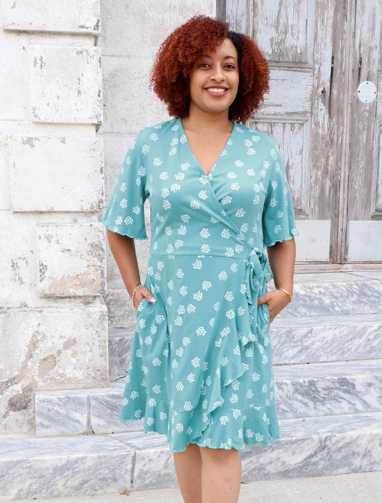 Hydrangea Aqua Blue Wrap Dress | Organic | Passion Lilie L Hydrangea Aqua Blue Wrap Dress | Organic | Passion Lilie L