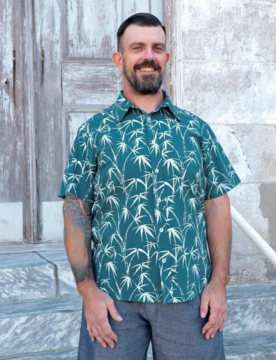 Island Escape Organic Cotton Men's Button Down Shirt - Passion Lilie