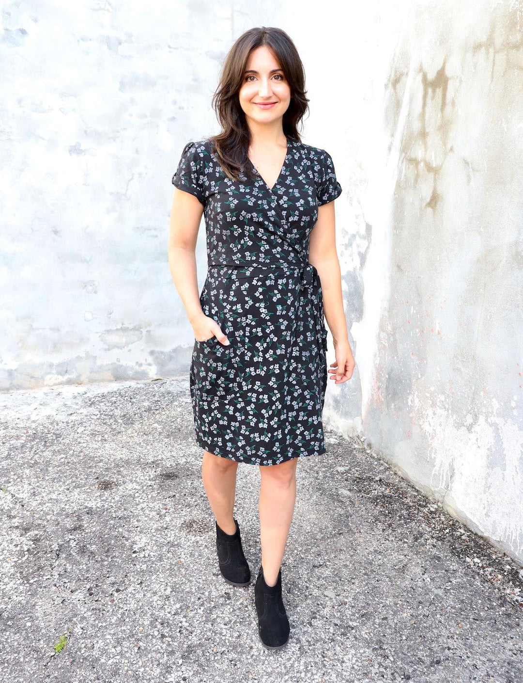 Midnight Blooms Organic Wrap Dress - Passion Lilie