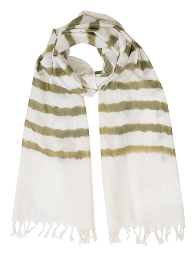 Olive Green Striped Scarf - Passion Lilie