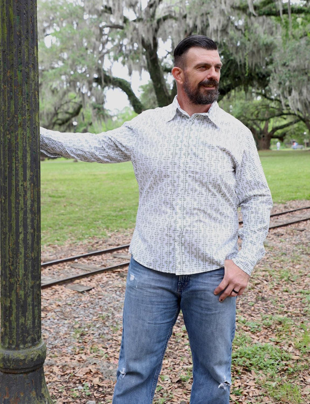 Olive Organic Cotton Men's Button Down Shirt - Passion Lilie