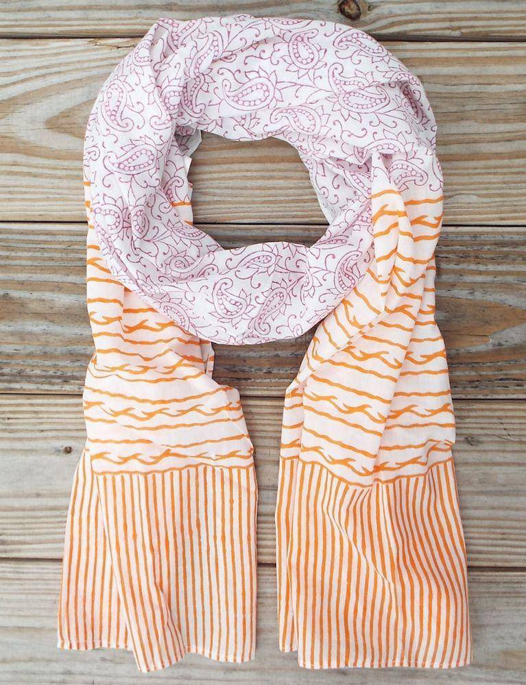 Paisley & Stripe Scarf - Passion Lilie