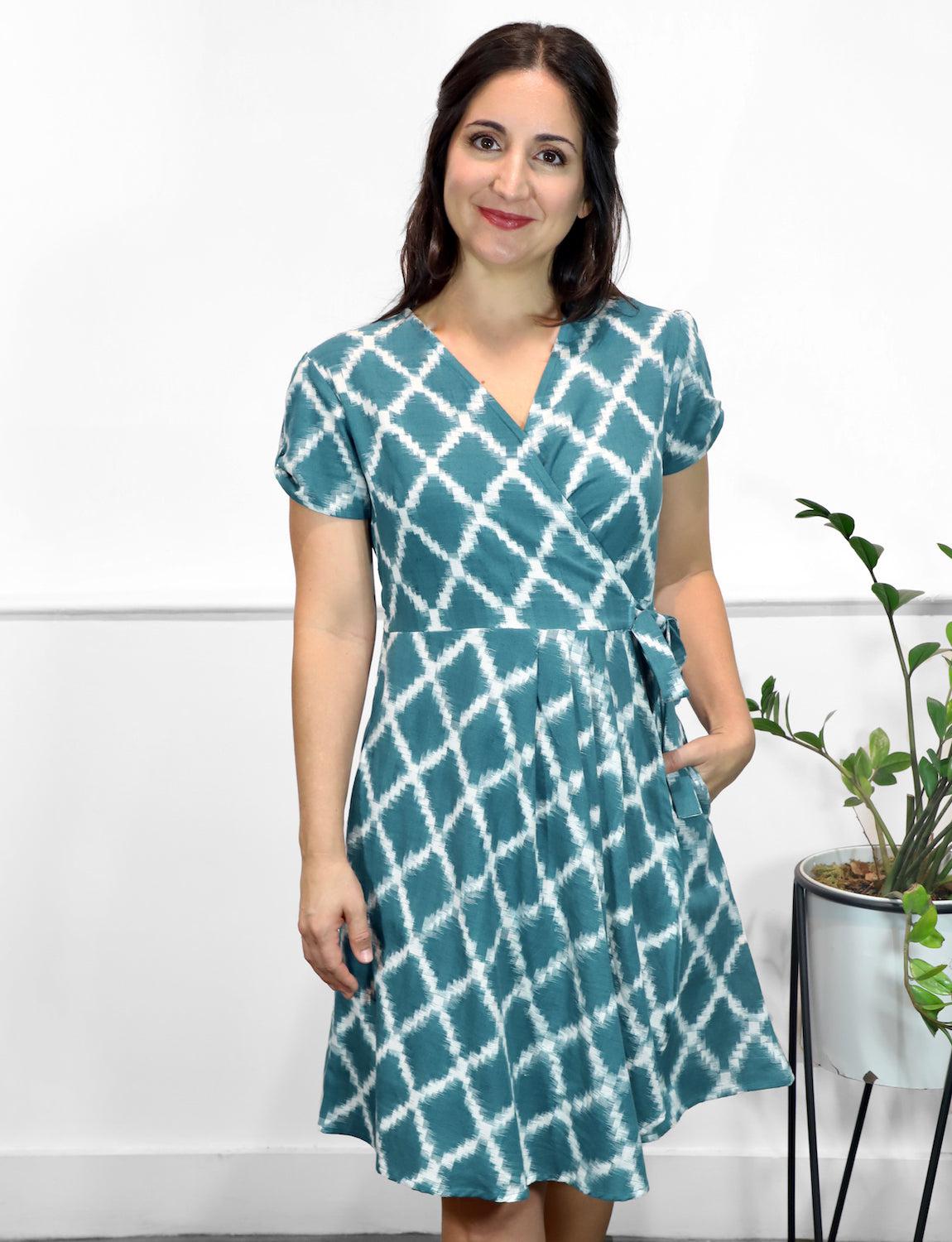 womens cotton wrap dress Women's Organic Cotton Wrap Dress