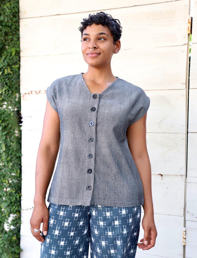 Stone Gray Button Shirt - Passion Lilie