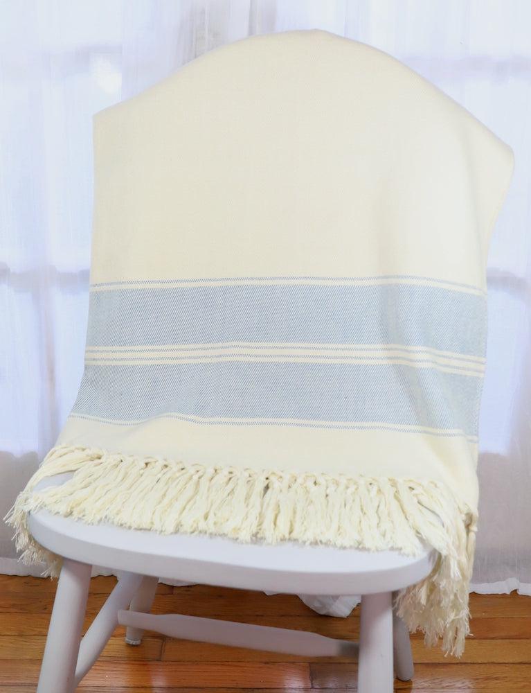 Throw Blanket in Blue Stripes Fair Trade Passion Lilie
