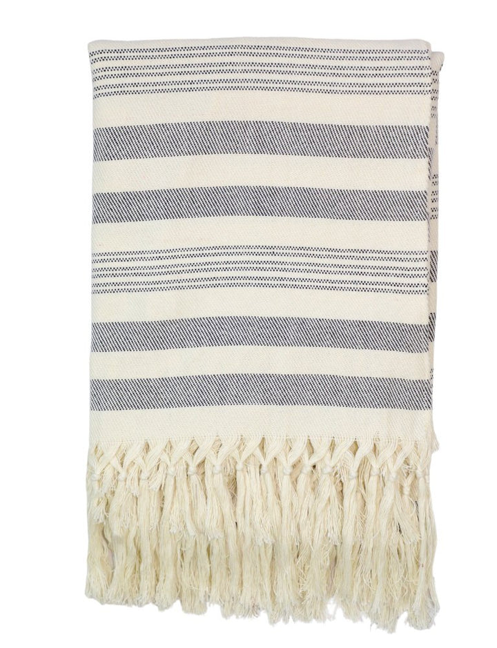 Throw Blanket in Charcoal Stripes - Passion Lilie