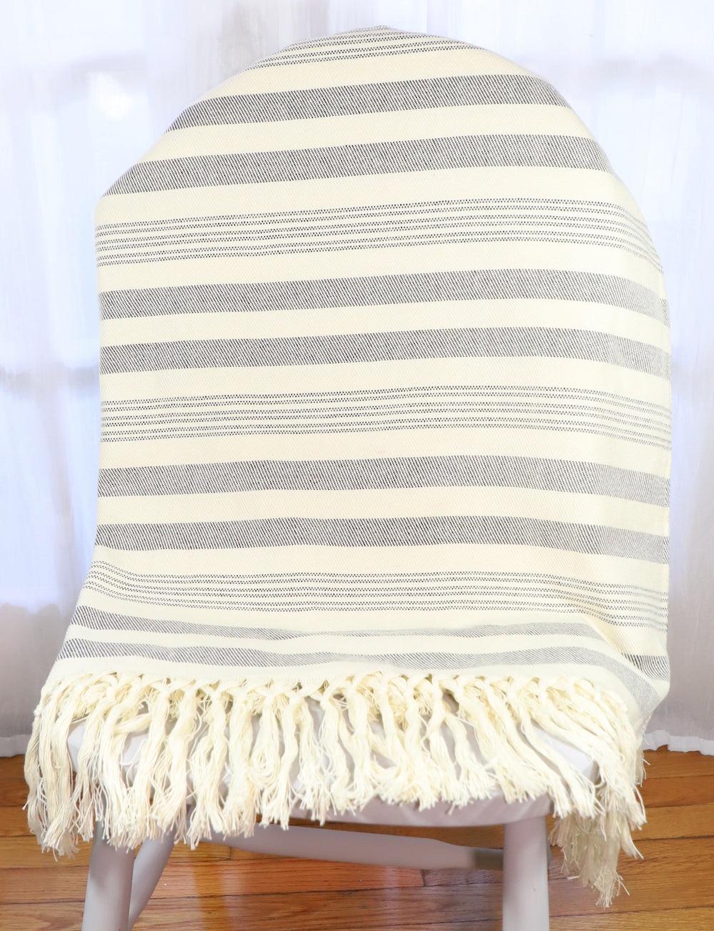 Throw Blanket in Charcoal Stripes - Passion Lilie