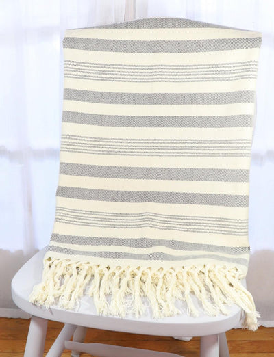 Throw Blanket in Charcoal Stripes - Passion Lilie
